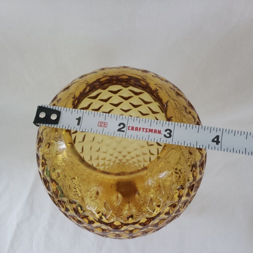 Vintage Viking Glass Amber Diamond Optic Yesteryear Line 8" Ivy Ball Vase - Picture 9 of 9